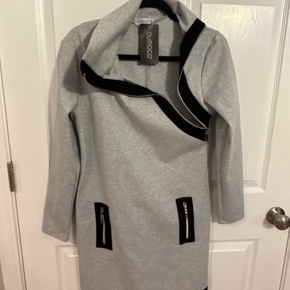 Nimoco Gray and Black women’s XLarge Zip-Up Dress NWT - Picture 2 of 7